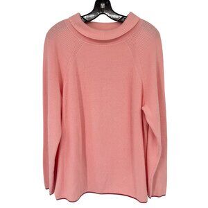 Talbots Womens Pink Ribbed Knit  Sweater size XL Cotton Long Sleeve Crew Neck